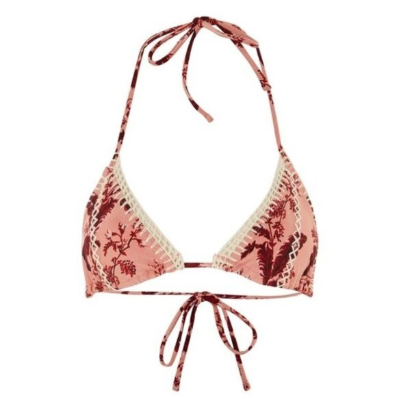 TOPSHOP Floral Crochet Triangle Bikini Top - Picture 1 of 8